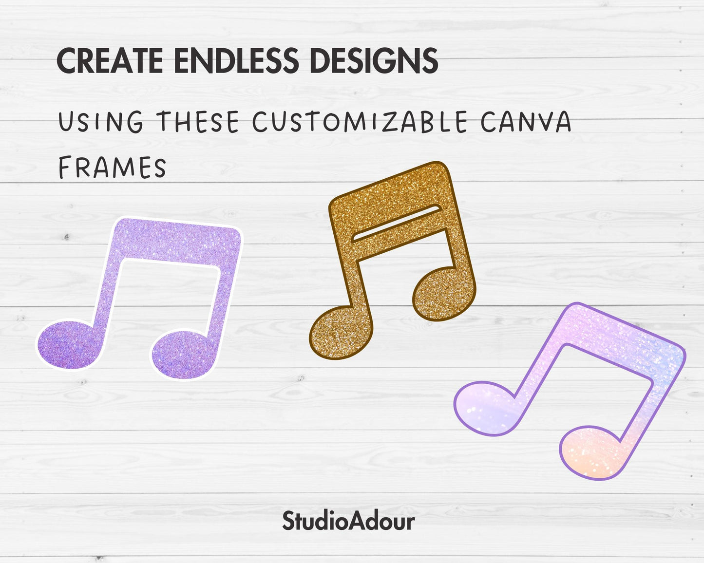 Design Your Own Music Notes Canva Frame, Editable Music Symbol Canva Template, Drag and Drop, Sublimation Design, Music Lover, Music Clipart