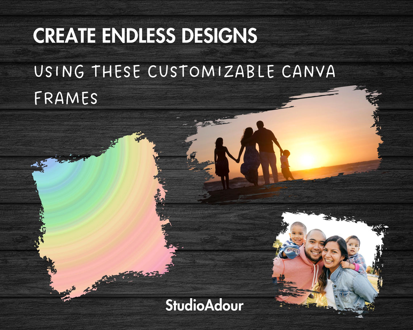 Design Your Own Distressed Edge Canva Frames, Grunge Pages Templates, Drag and Drop Canva Frames Bundle, Sublimation Design, Photo Collage