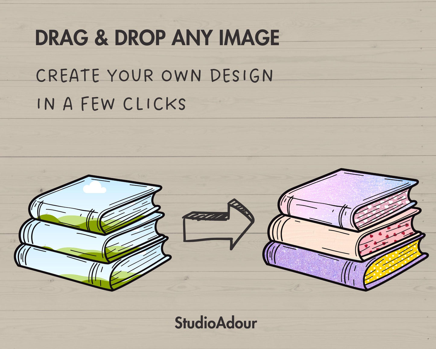 Design Your Own Stack Books on Canva, Book Stack Template, Drag and Drop Canva Frames, Reading Books Editable Books, Sublimation Design