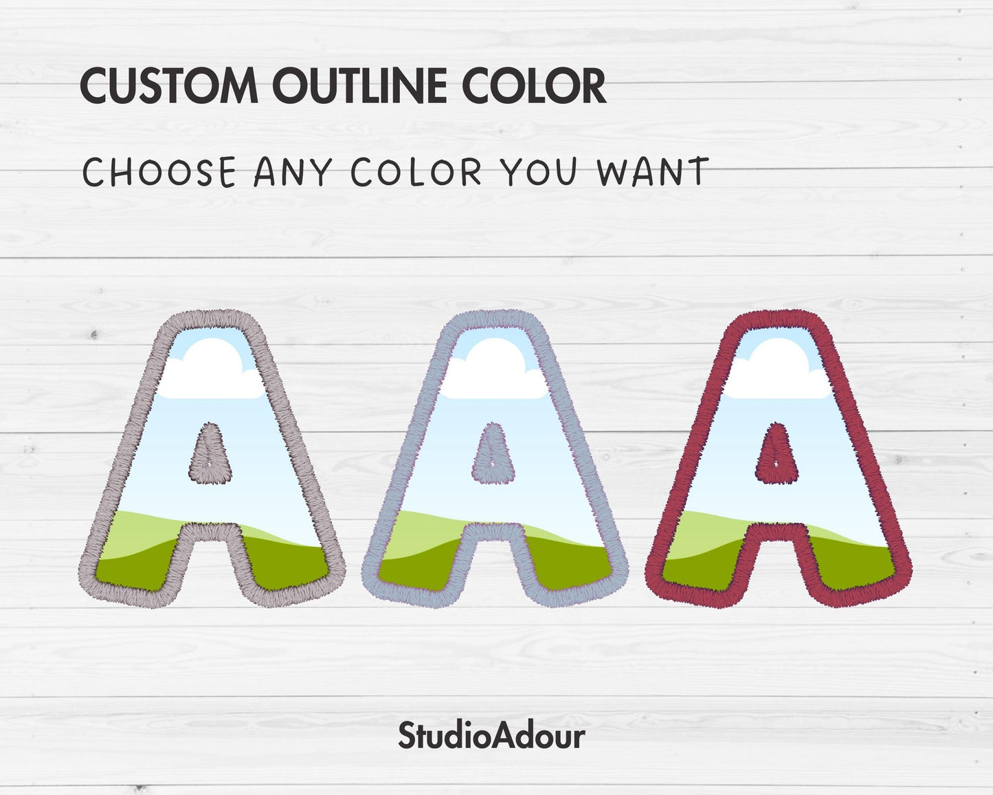 Design Your Own Doodle Letters and Numbers, Faux Embroidery Alphabet, Uppercase & Lowercase Letters, Stitch Canva Letters, Drag and Drop