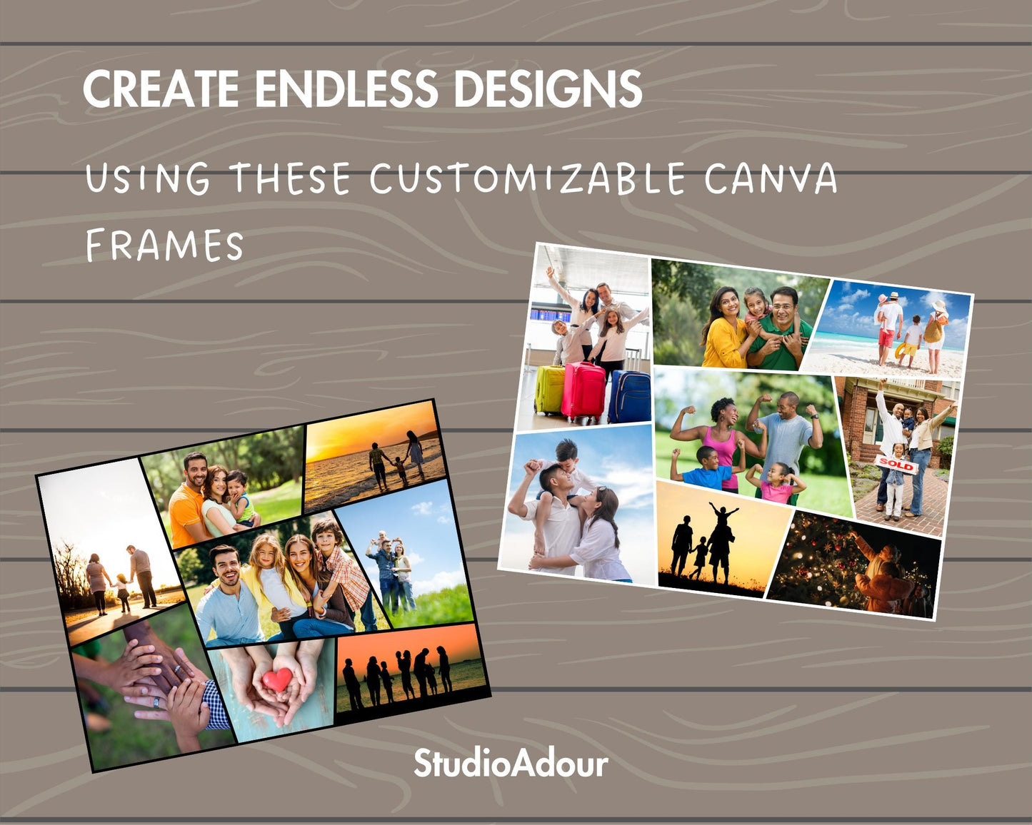 Design Your Own Family Photo Collage in Canva, Editable Collage Canva Template, Easy Drag and Drop Photo, Canva Frames, DIY Family Collage