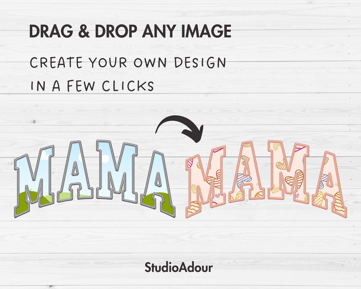 Design Your Own Stitch Mama Canva Frame, Faux Embroidery Mama Canva Template, Drag and Drop, Sublimation Design, Mother's Day, Mama Varsity