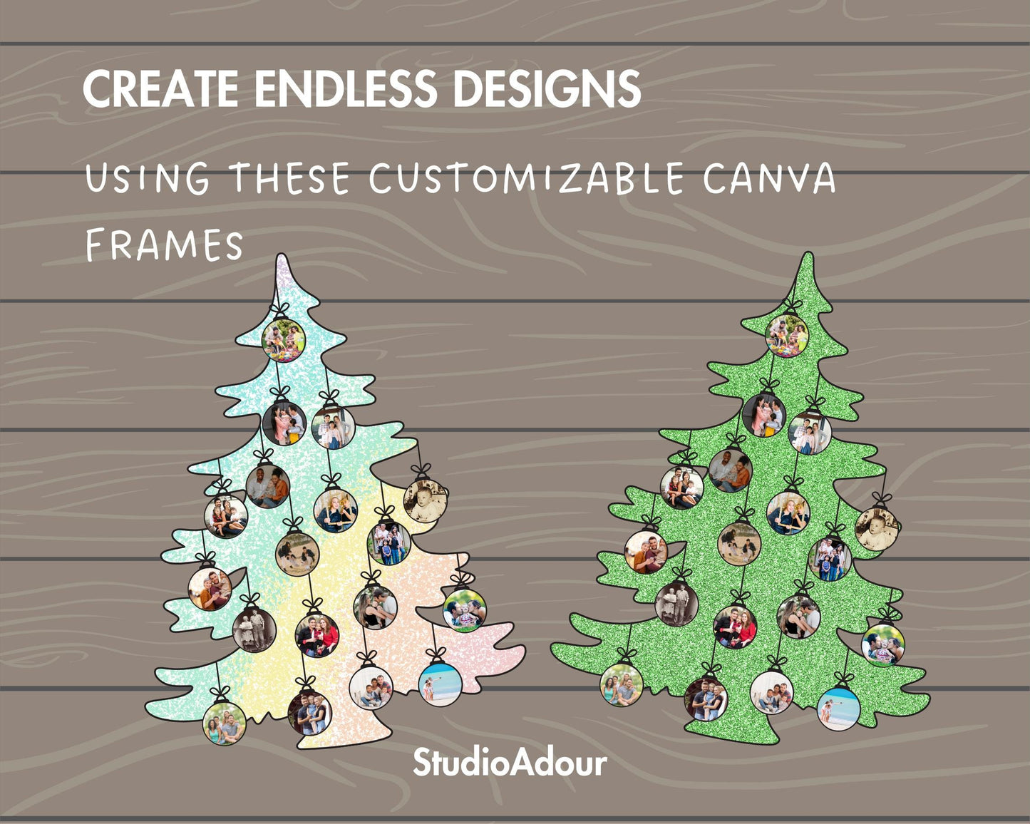 Design Your Own Christmas Tree Photo Collage in Canva, Editable Xmas Collage Canva Template, Easy Drag and Drop Photo, Family Tree Collage
