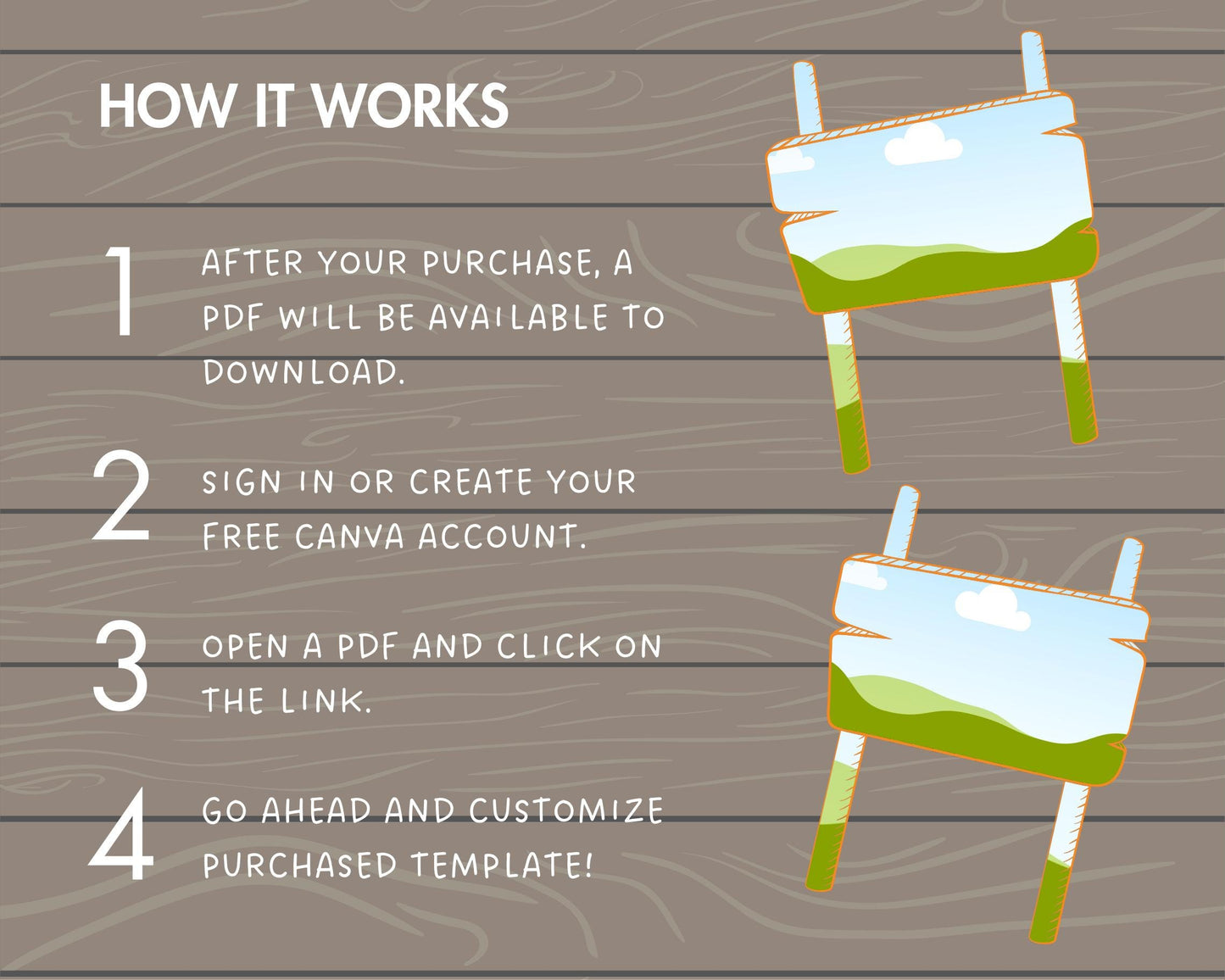 Design Your Own Doodle Sign Canva Frame, Wooden Sign Canva Template, Canva Frames Bundle, Editable Wood Sign, Wood Board, Drag and Drop PNG