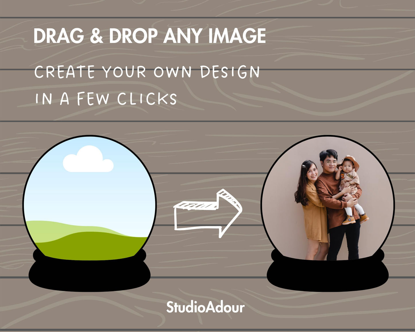 Design Your Own Snow Globe Canva Frames, Crystal Ball Photo Canva Template, Easy Drag and Drop, Winter Snow Globe, Festive Snowdome Bow