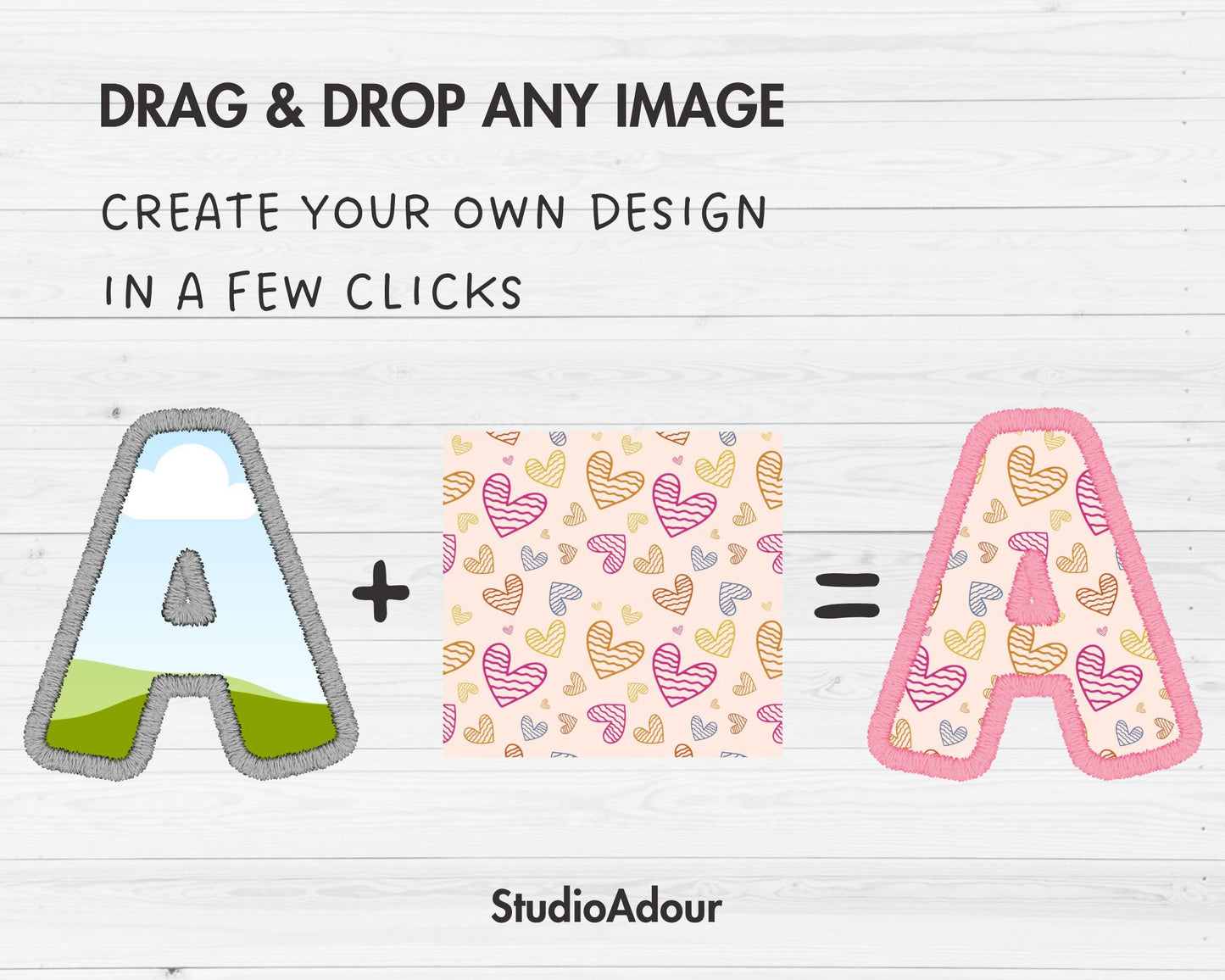 Design Your Own Doodle Letters and Numbers, Faux Embroidery Alphabet, Uppercase & Lowercase Letters, Stitch Canva Letters, Drag and Drop