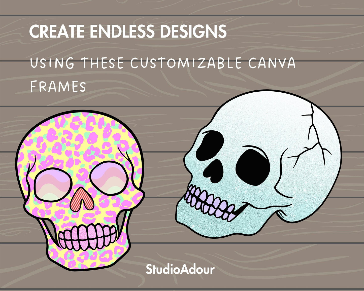 Design Your Own Skull Head on Canva, Editable Skull Canva Template, Drag and Drop Photo, Skull Clipart, Halloween Skull, Skull Canva Frames