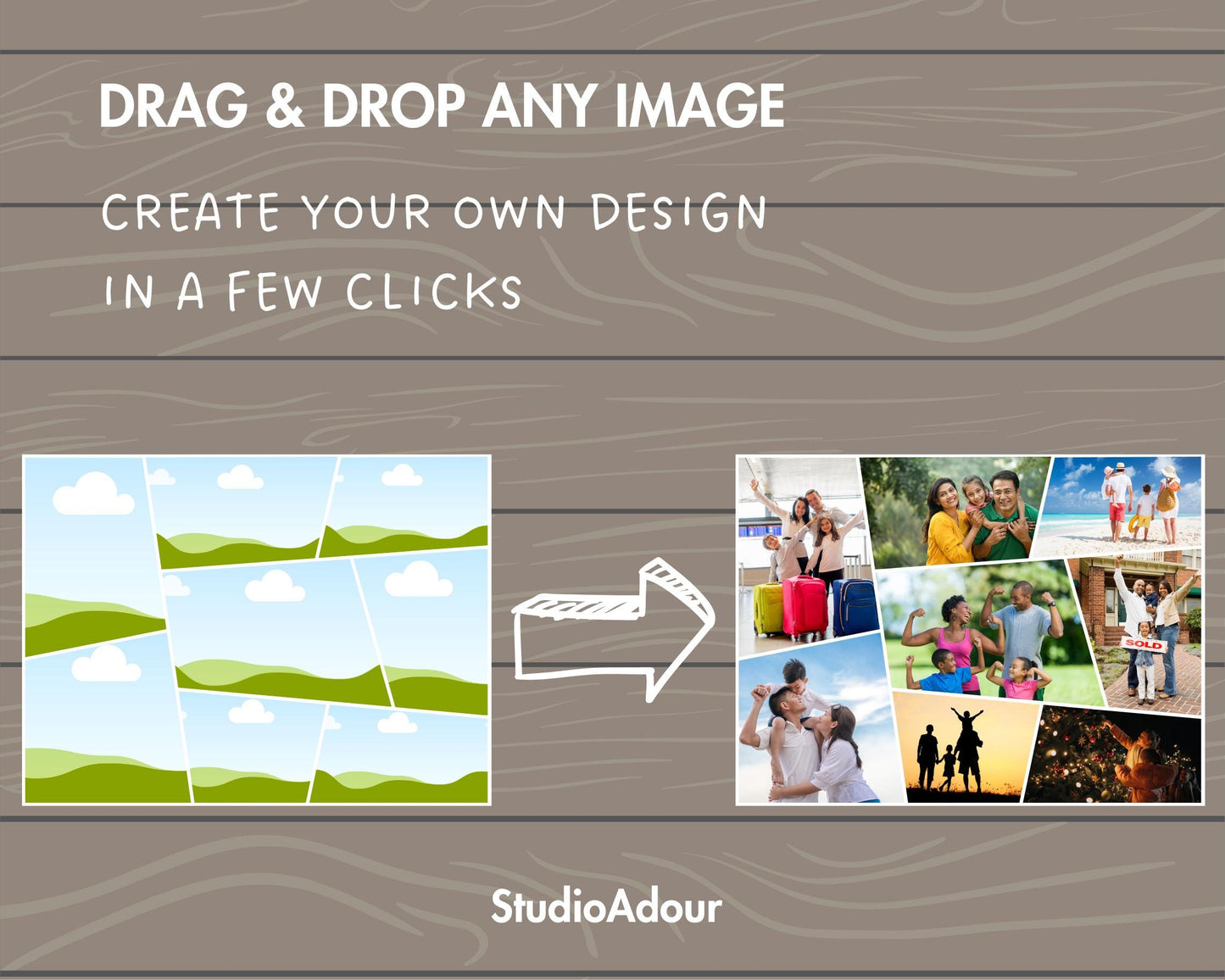 Design Your Own Family Photo Collage in Canva, Editable Collage Canva Template, Easy Drag and Drop Photo, Canva Frames, DIY Family Collage