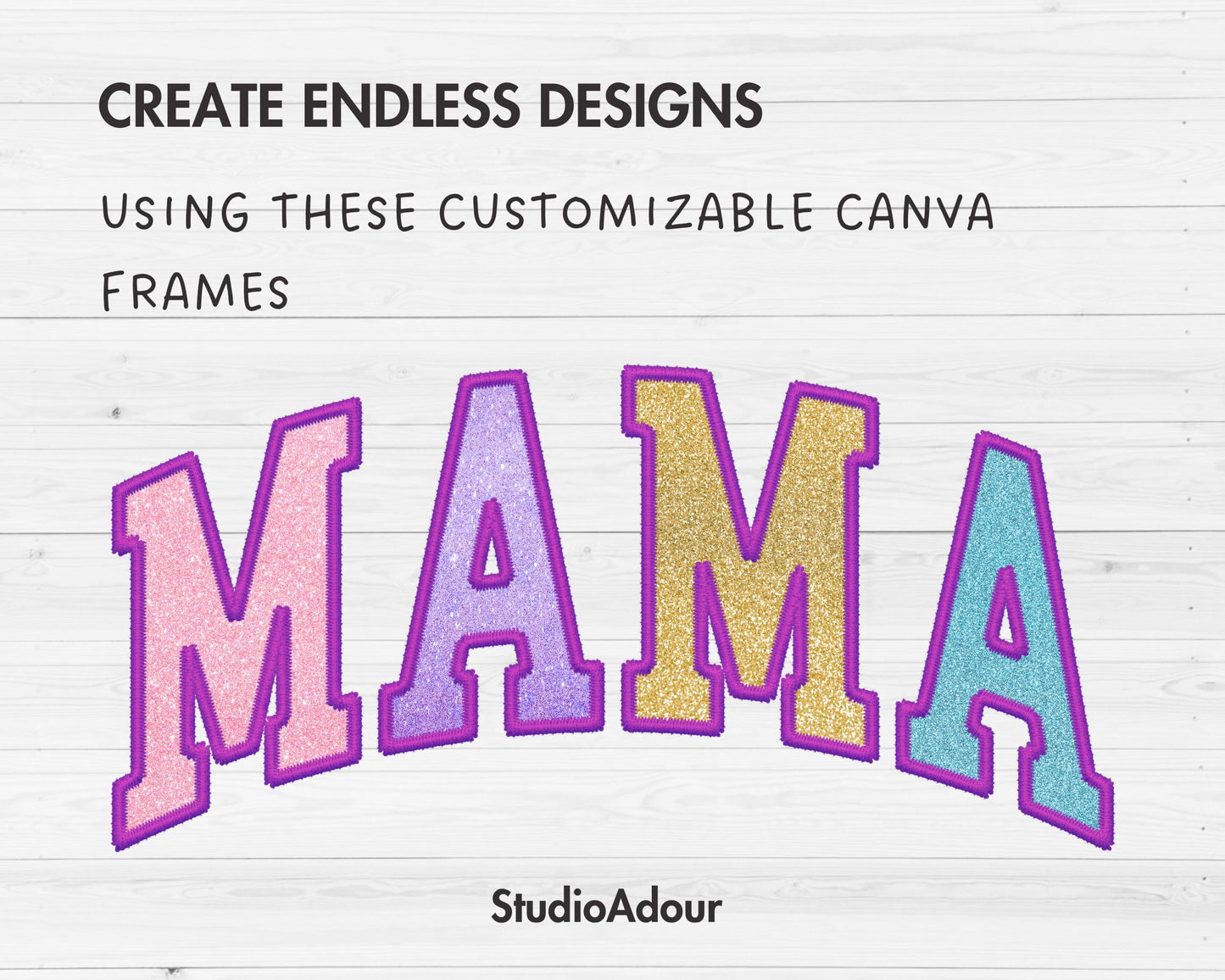 Design Your Own Stitch Mama Canva Frame, Faux Embroidery Mama Canva Template, Drag and Drop, Sublimation Design, Mother's Day, Mama Varsity