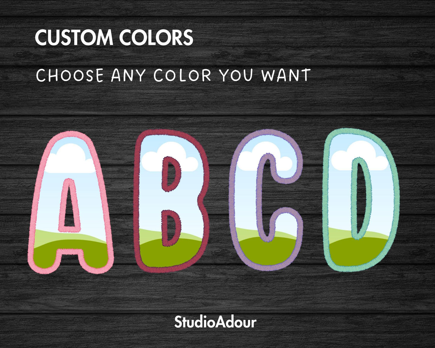 Design Your Own Stitch Letters Canva Frames, Faux Embroidery Alphabet, Digital Embroidery Canva Letters PNG, Drag and Drop, Applique Letters