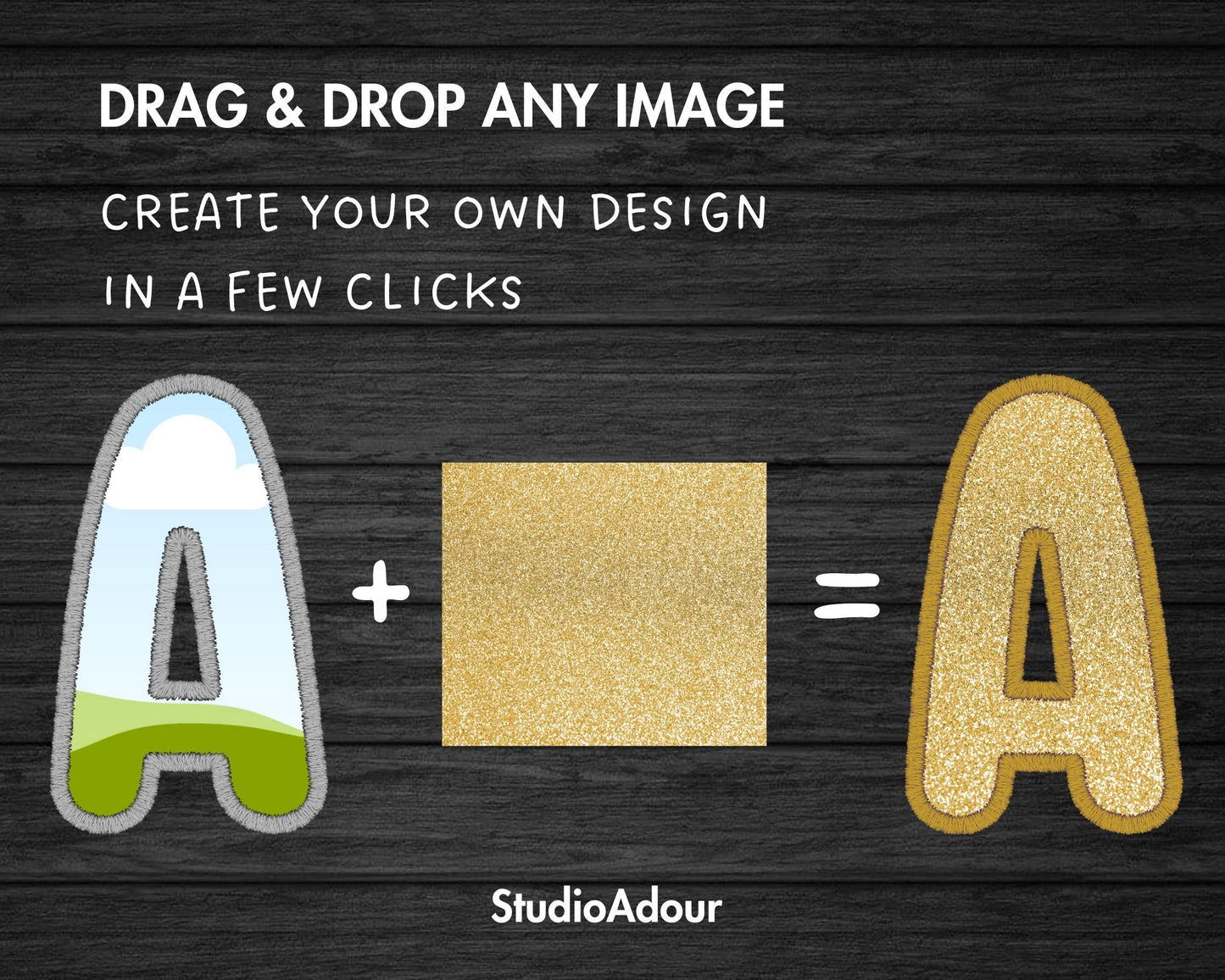 Design Your Own Stitch Letters Canva Frames, Faux Embroidery Alphabet, Digital Embroidery Canva Letters PNG, Drag and Drop, Applique Letters