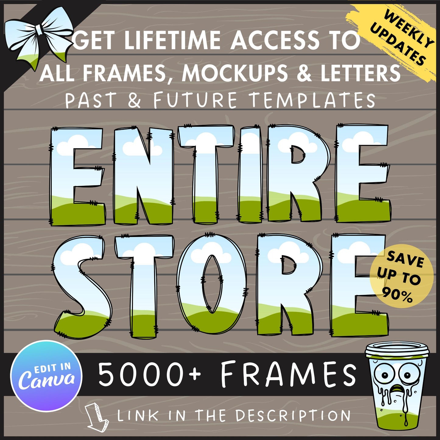Design Your Own Vintage Doodle Letters on Canva, Retro Alphabet Canva, Drag and Drop, Editable Canva Letters PNG, Canva Frames Bundle #85