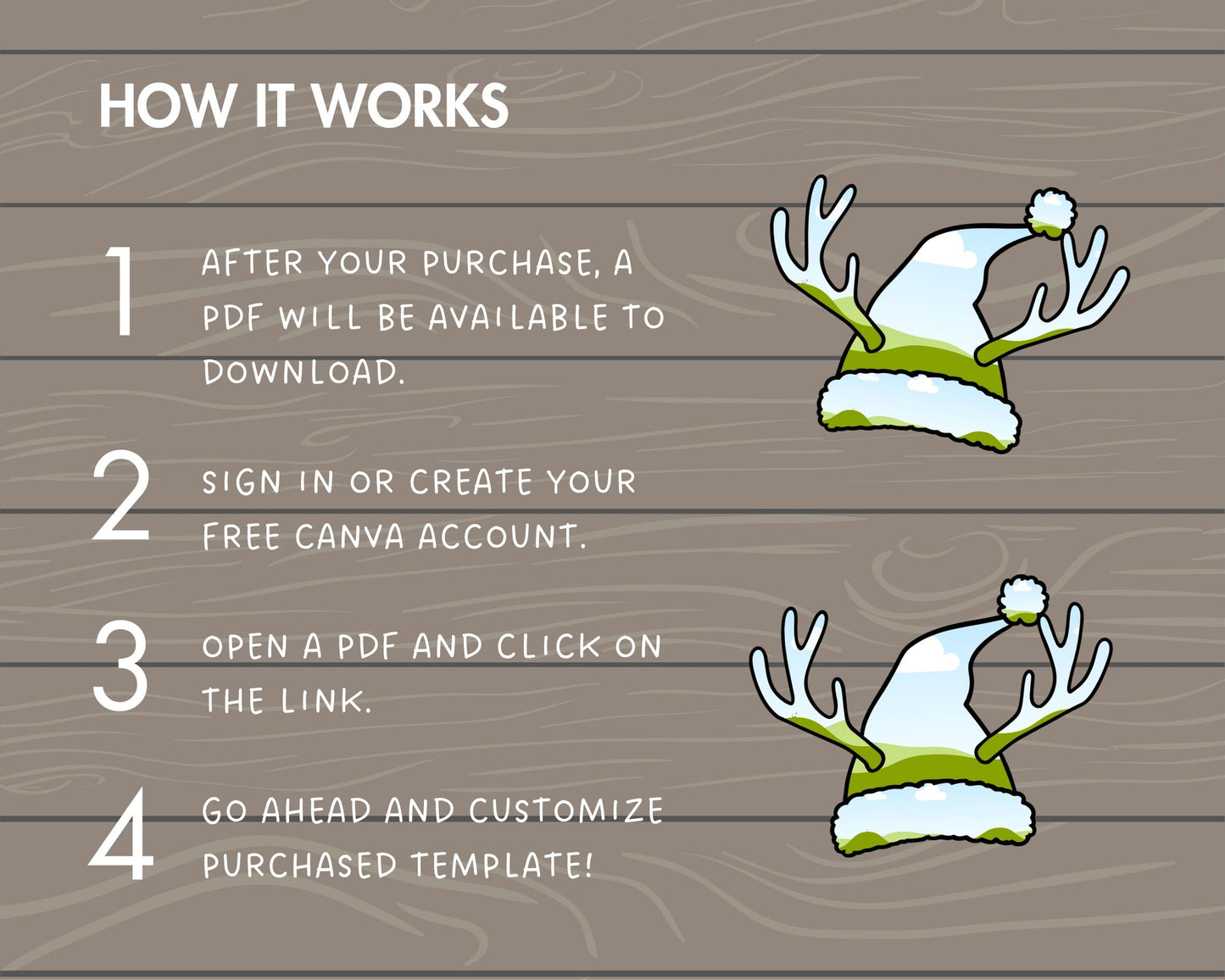 Design Your Own Christmas Hat with Antler Canva Frames, Santa Hat Canva Template, Drag and Drop Photo, Editable Xmas Hats, Reindeer Antlers