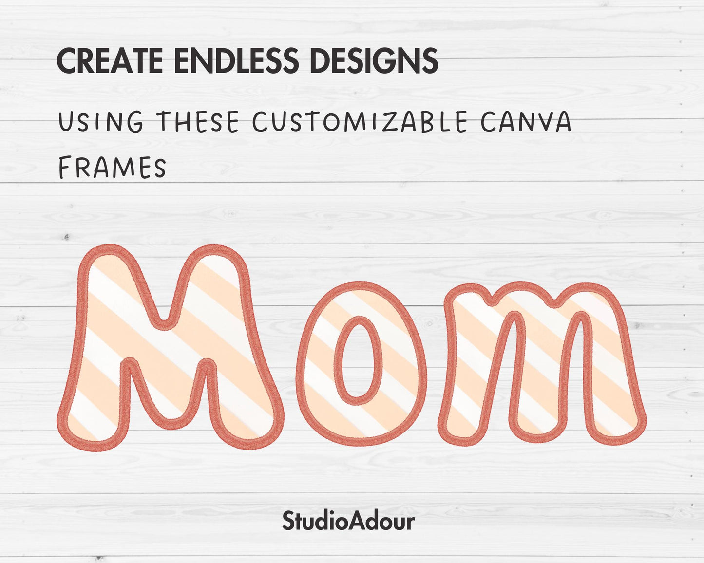 Design Your Own Faux Embroidery Grovy Letters, Faux Embroidery Retro Groovy Letters, Stitch Alphabet Canva Template, Drag and Drop PNG #86