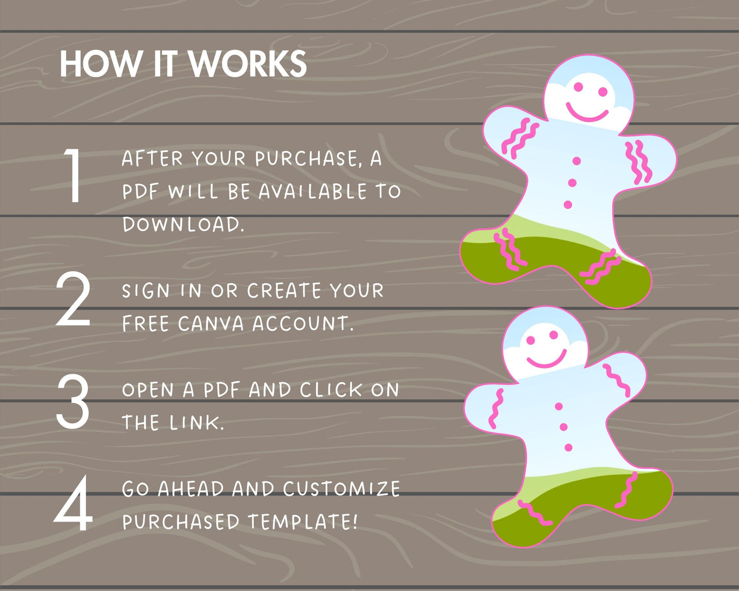 Design Your Own Gingerbread Frames on Canva, Christmas Canva Frames Bundle, Editable Gingerbread Man, Drag and Drop Photo, Christmas Cookies