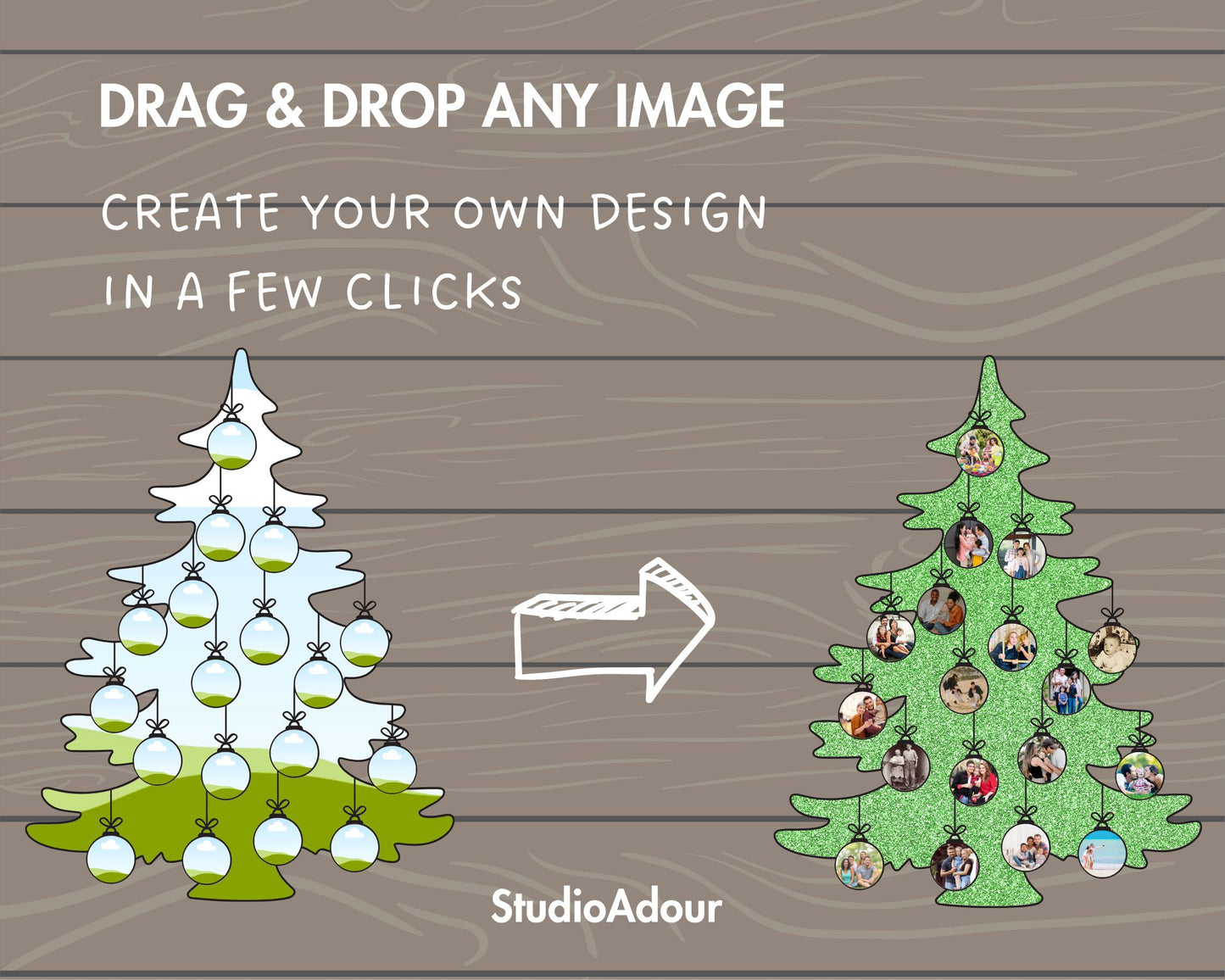 Design Your Own Christmas Tree Photo Collage in Canva, Editable Xmas Collage Canva Template, Easy Drag and Drop Photo, Family Tree Collage