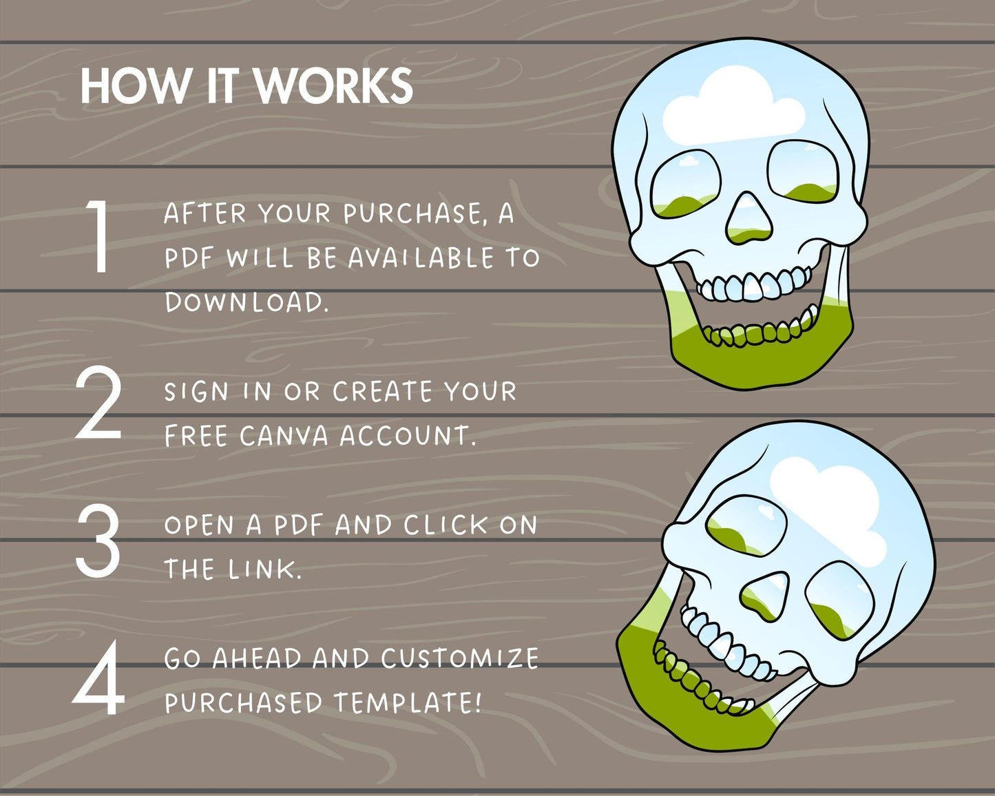 Design Your Own Skull Head on Canva, Editable Skull Canva Template, Drag and Drop Photo, Skull Clipart, Halloween Skull, Skull Canva Frames