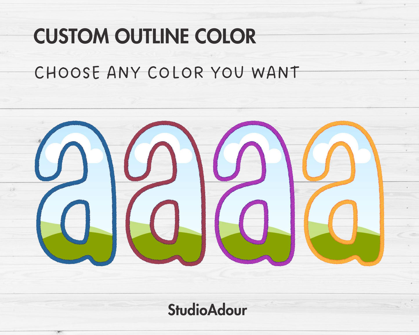 Digital Stitch Canva Alphabet PNG, Faux Embroidery Applique Letters, Canva Frames Bundle, Drag & Drop, Editable Canva Alphabet, Duotone #88