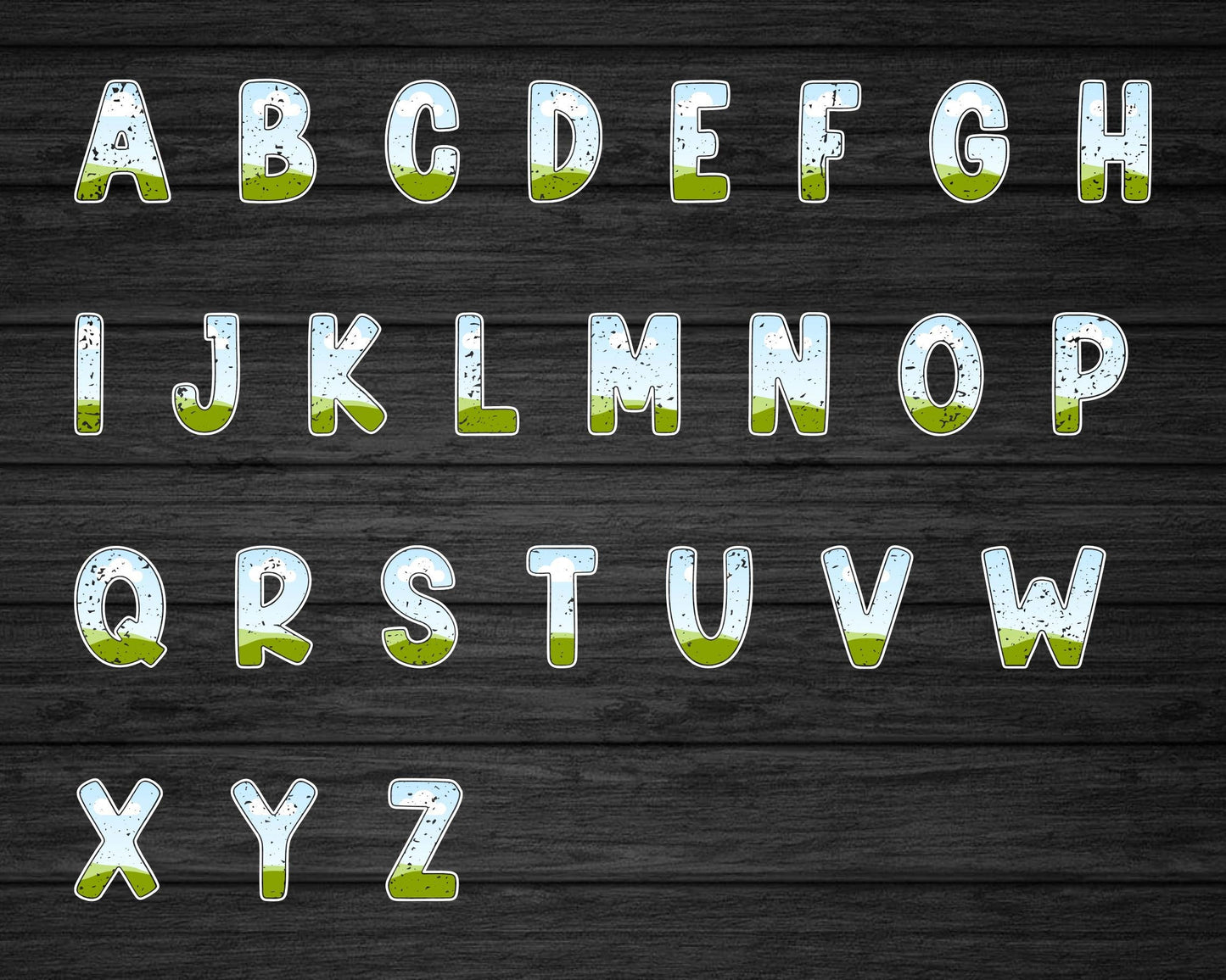 Distressed Canva Alphabet, Grunge Letters & Numbers Canva Template, Easy Drag and Drop, Canva Frames Bundle, Fillable Distressed Letters #92