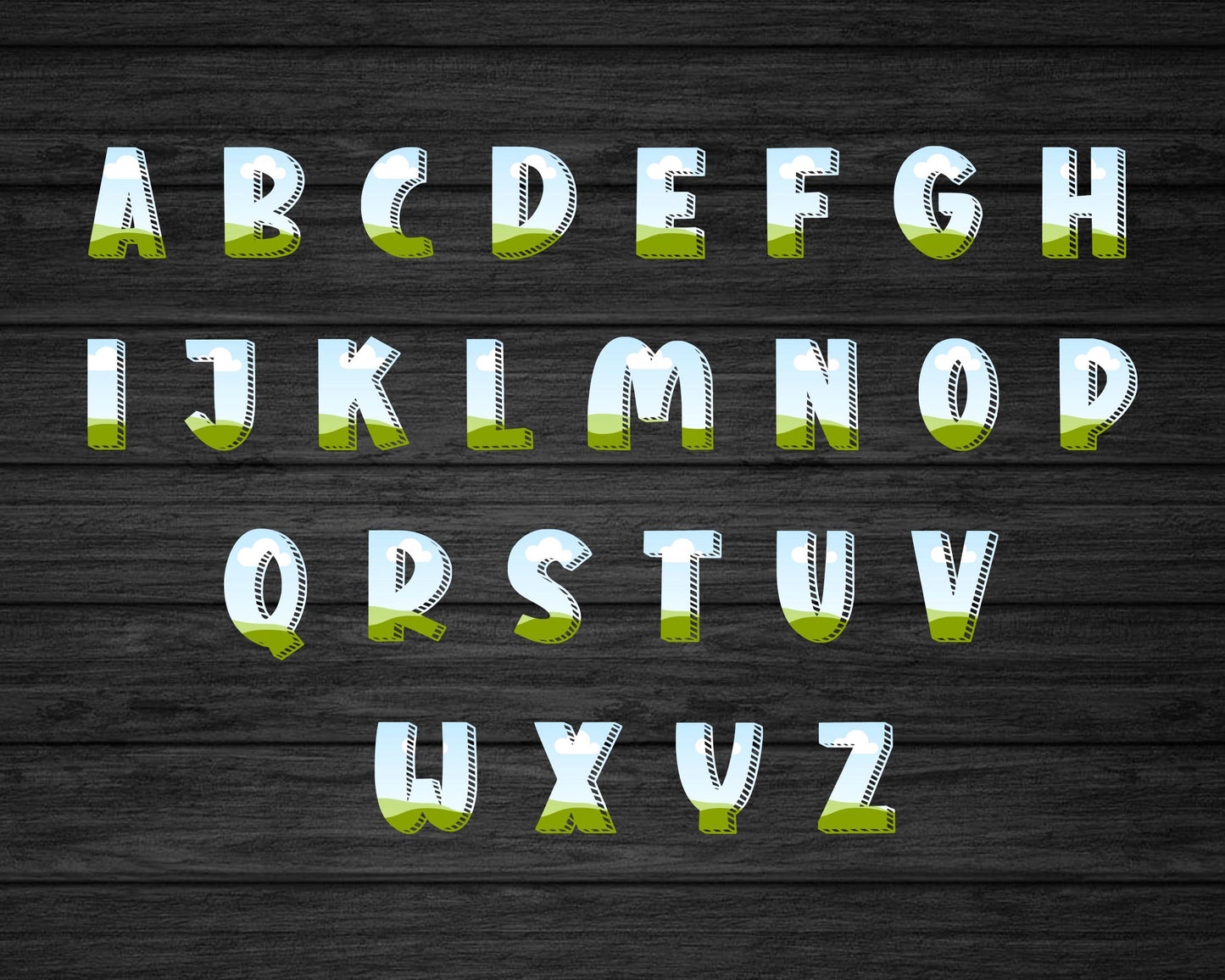 Design Your Own Doodle Letters on Canva, Cartoon Alphabet Canva Template, Drag and Drop, Editable Uppercase & Lowercase Canva Letters #95