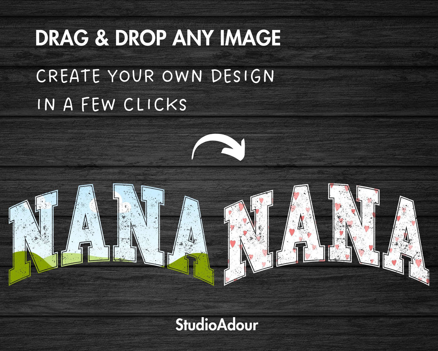 Distressed Nana Canva Frame, Editable Nana Canva Template, Drag & Drop, Sublimation Design, Nana Varsity PNG, Grunge Texture, Grandma Shirt