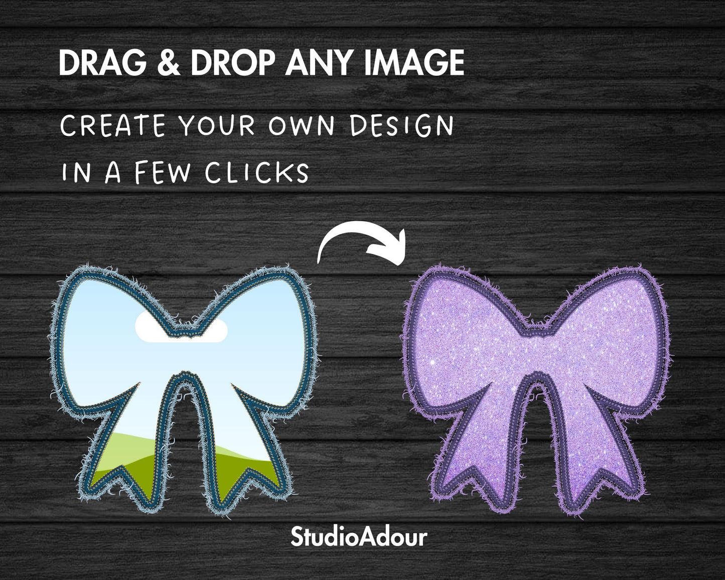 Faux Embroidery Bow Canva, Digital Stitch Ribbon Bow, Bow Applique, Canva Frames Bundle, Bow Patch Duotone, Coquette Bows PNG, Drag and Drop