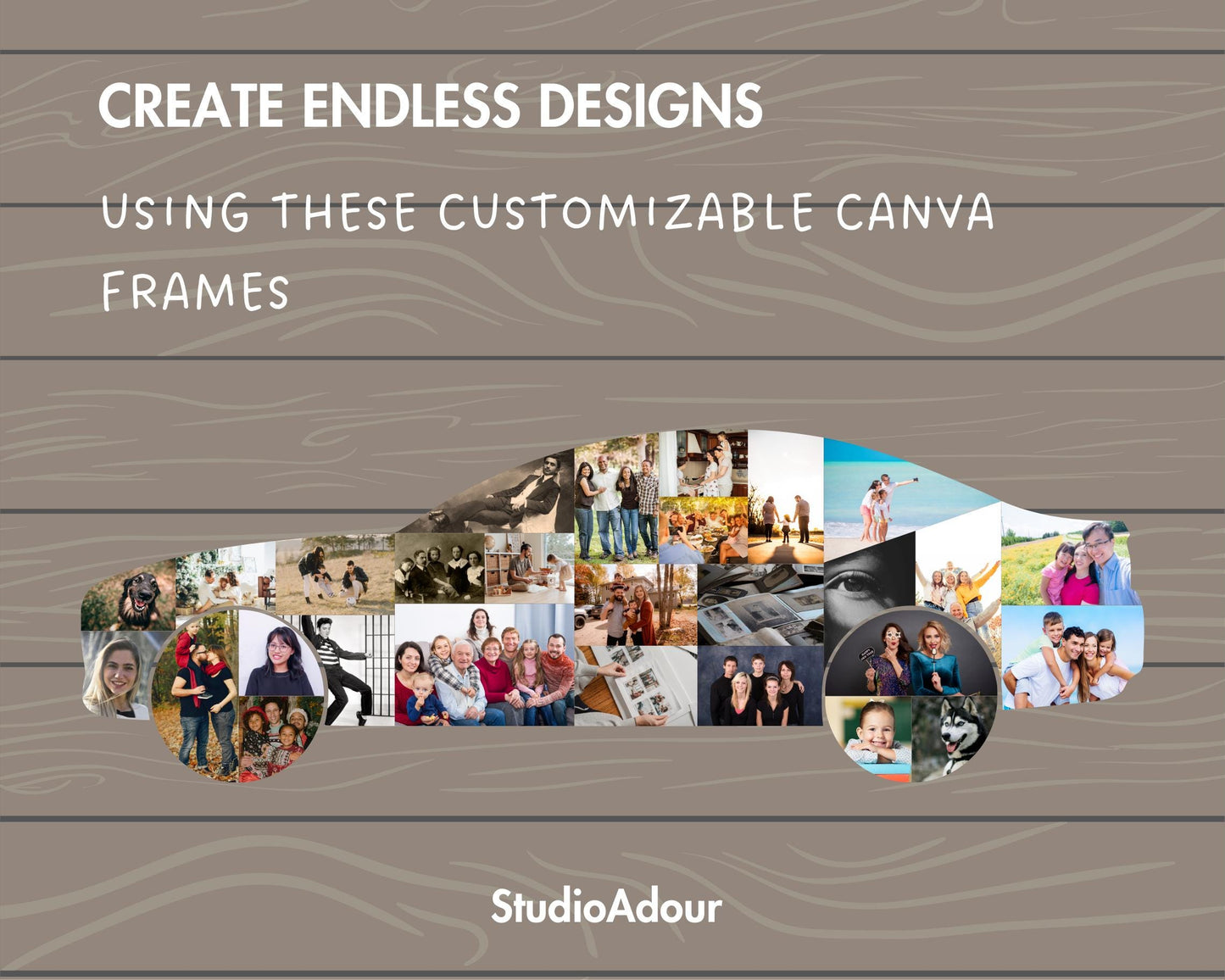 Design Your Own Car Photo Collage in Canva, Editable Collage Canva, Drag and Drop Photo, Car Lover Canva Frame, Family Collage, Driver Gift