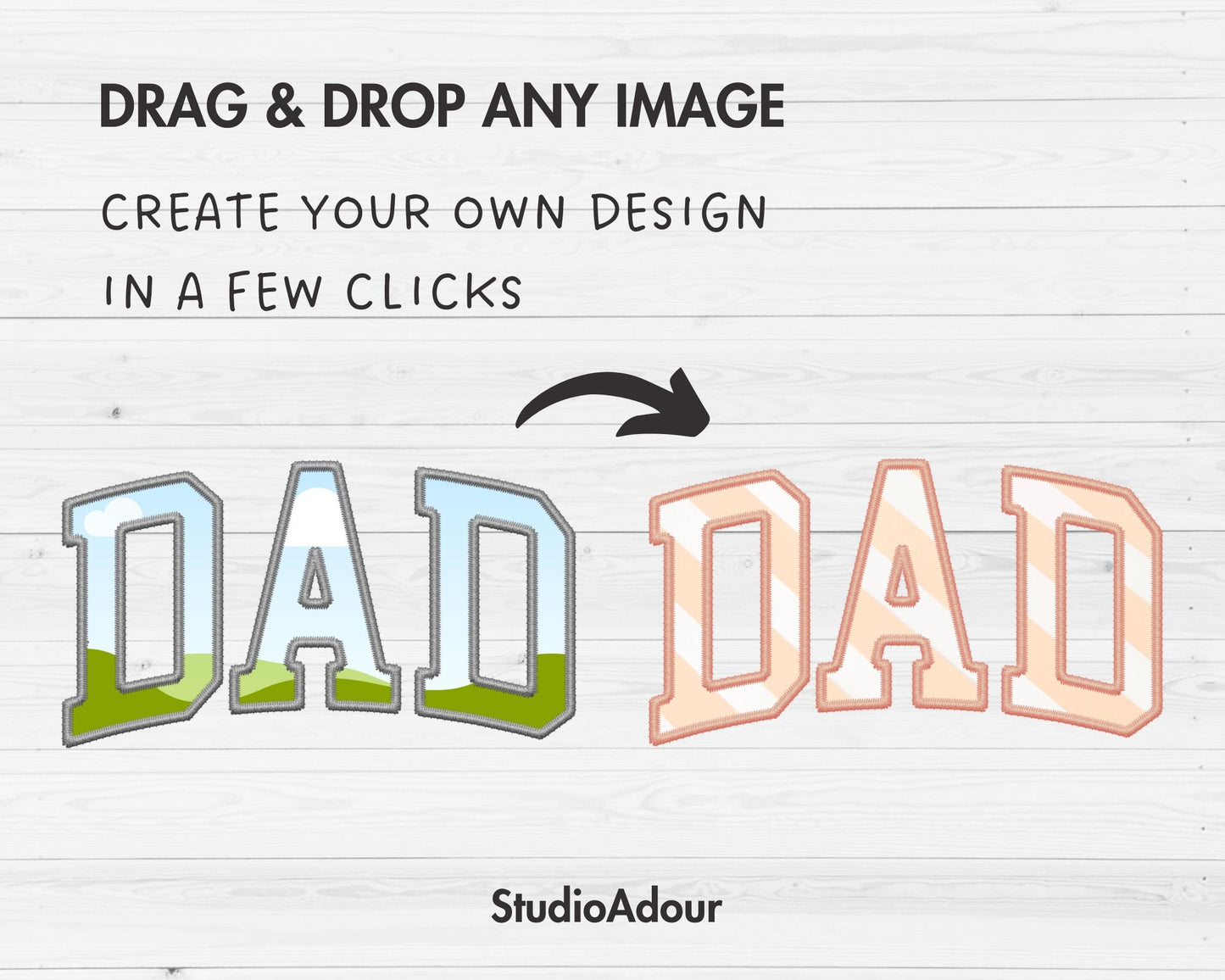 Design Your Own Stitch Dad Canva Frame, Faux Embroidery Dad Canva Template, Drag and Drop, Sublimation Design, Dad Varsity, T-shirt Design