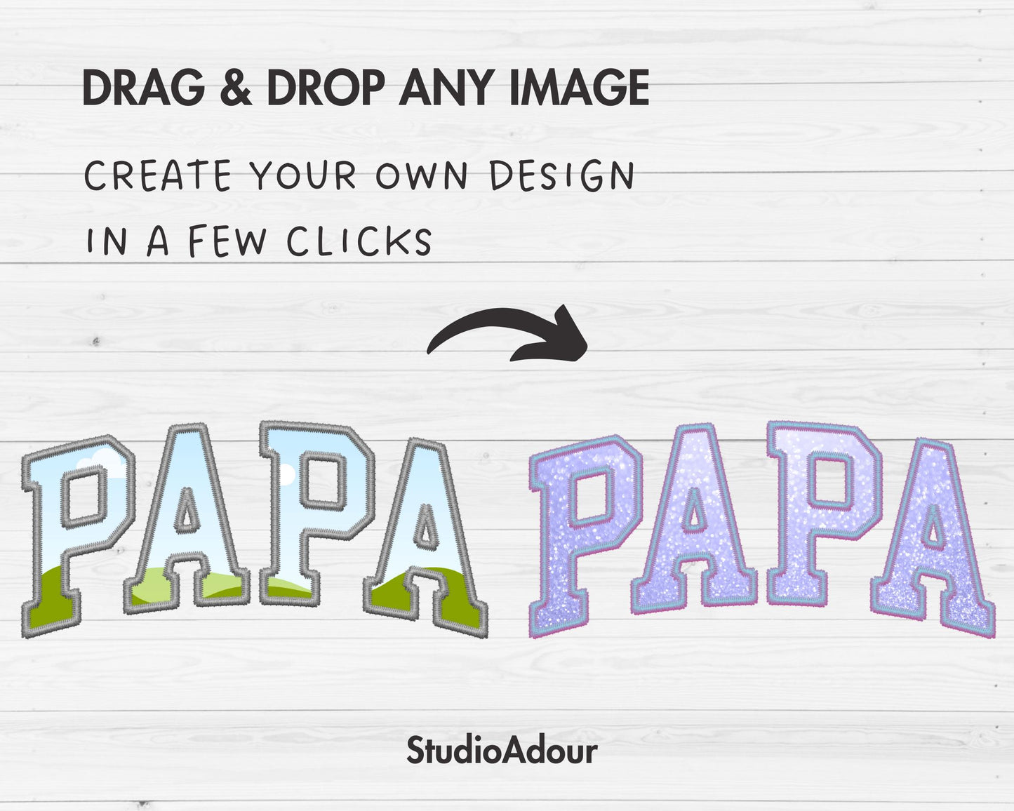 Design Your Own Stitch Papa Canva Frame, Faux Embroidery Papa Canva Template, Drag and Drop, Sublimation Design, Tshirt Design, Varsity Dad