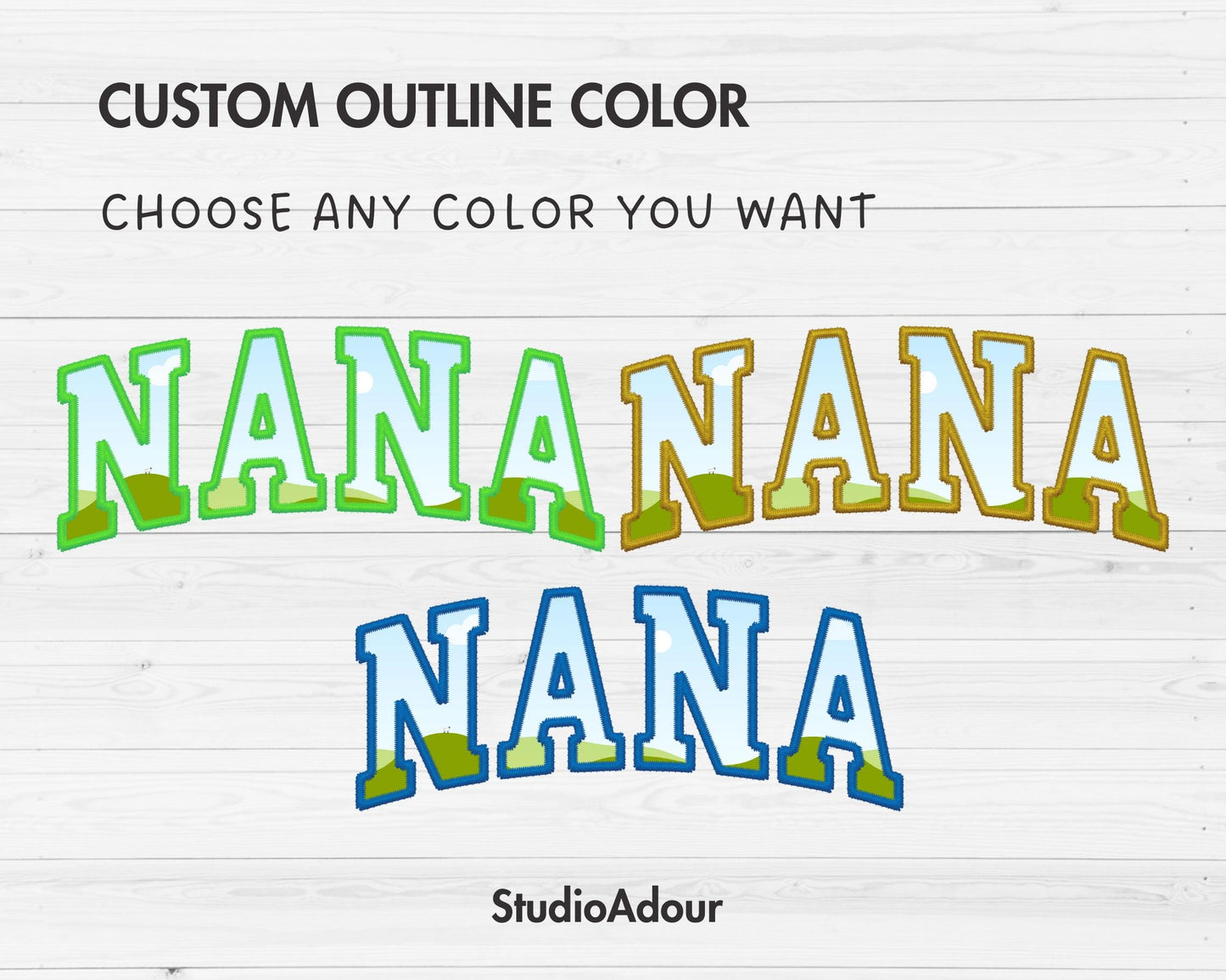 Design Your Own Stitch Nana Canva Frame, Faux Embroidery Nana Canva Template, Drag and Drop, Sublimation Design, Nana Varsity, Grandmother