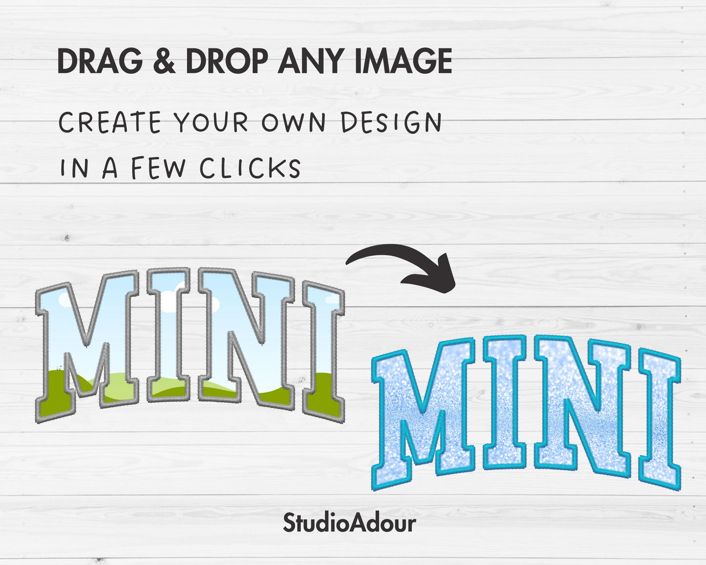 Design Your Own Stitch Mini Canva Frame, Faux Embroidery Mini Canva Template, Drag and Drop, Sublimation Design, Mini Varsity, Mini Shirt