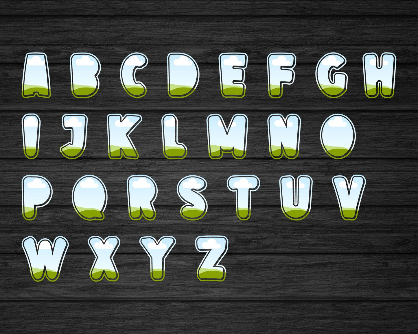 Doodle Letters Canva, Editable Alphabet Canva Template, Drag and Drop, Sublimation, Canva Frames Bundle, Canva Font, Uppercase Letters #98