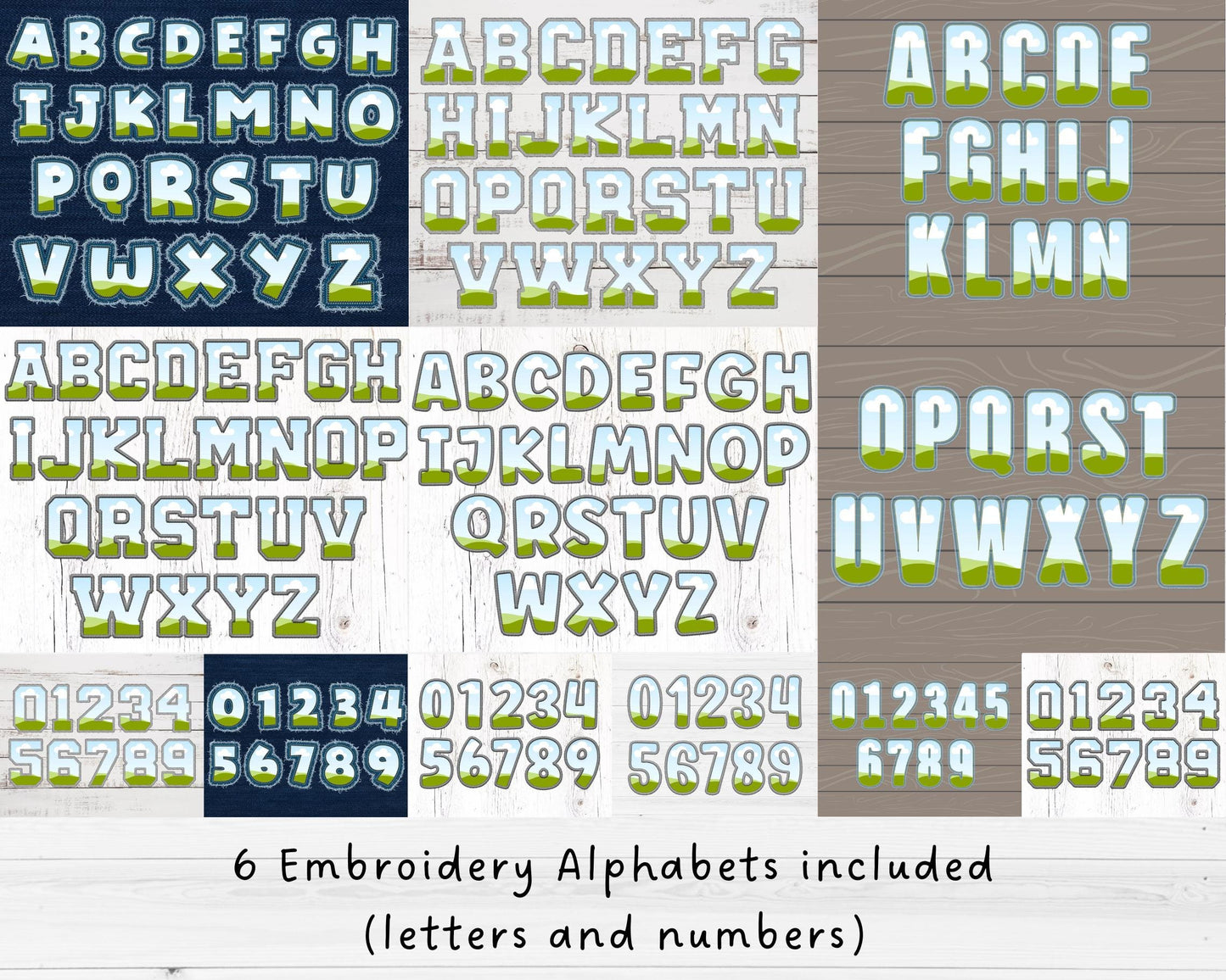 Canva Letters Bundle, 6 Faux Embroidery Alphabets, Applique Letters, Canva Frames Bundle, Easy Drag and Drop, Stitch Varsity Alphabets