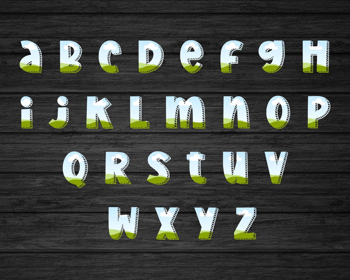 Design Your Own Doodle Letters on Canva, Cartoon Alphabet Canva Template, Drag and Drop, Editable Uppercase & Lowercase Canva Letters #95