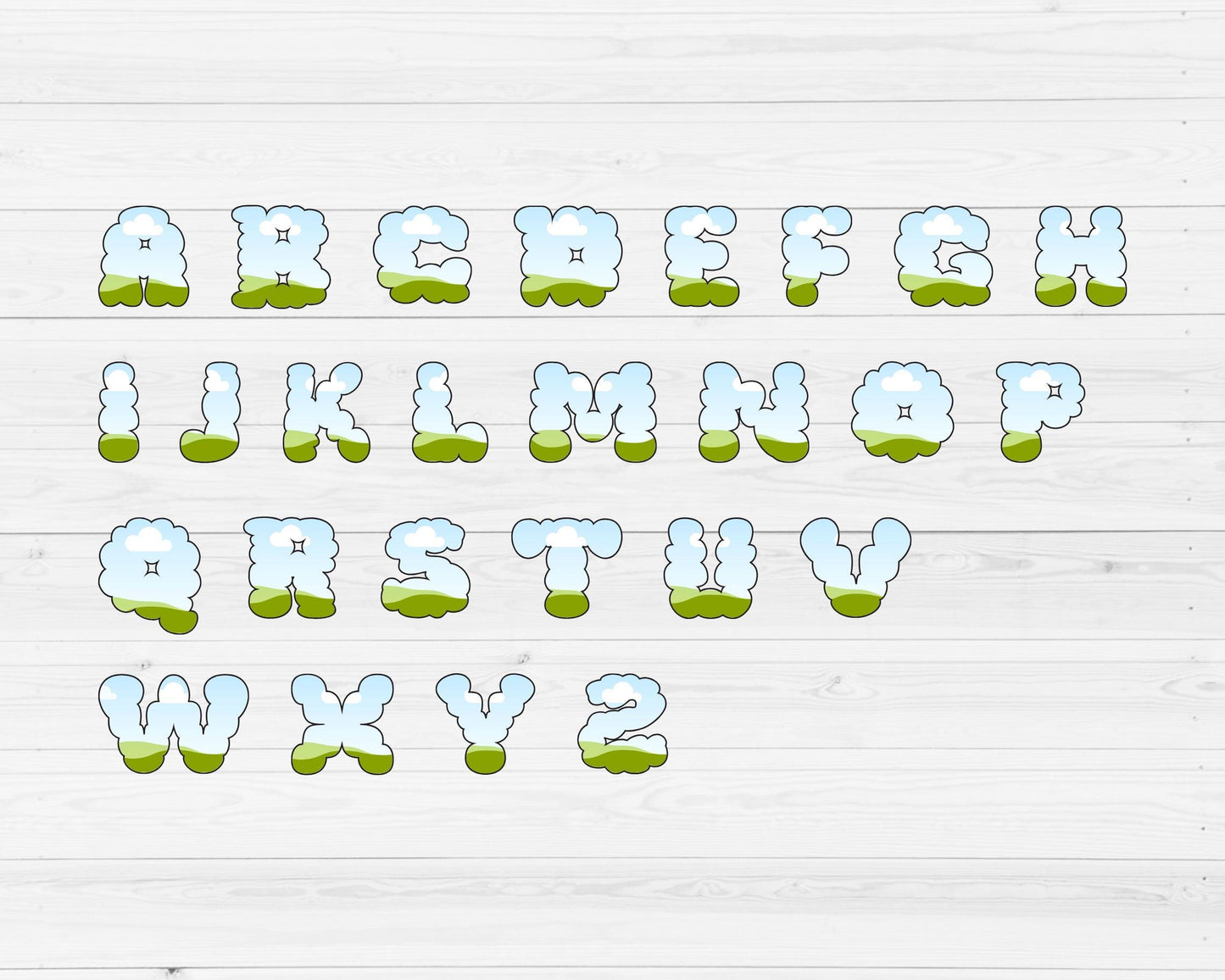 Cloud Canva Letters, Alphabet Canva Template, Drag and Drop, Editable Canva Letters & Numbers, Canva Frames Bundle, DIY Blank Letters #96