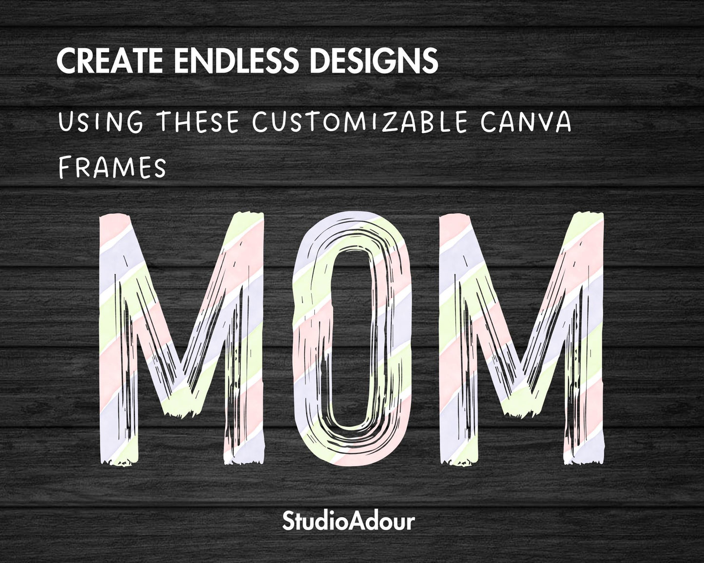 Paint Letters Canva, Brushstroke Alphabet Canva Template, Canva Frames Bundle, Painted Font Canva, Hand Drawn Letters & Numbers