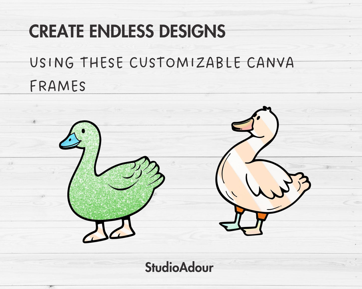 Design Your Own Goose Canva Frames, Silly Goose Canva Templates, Drag and Drop Canva Frames Bundle, T-Shirt Design, Duck Goose PNG