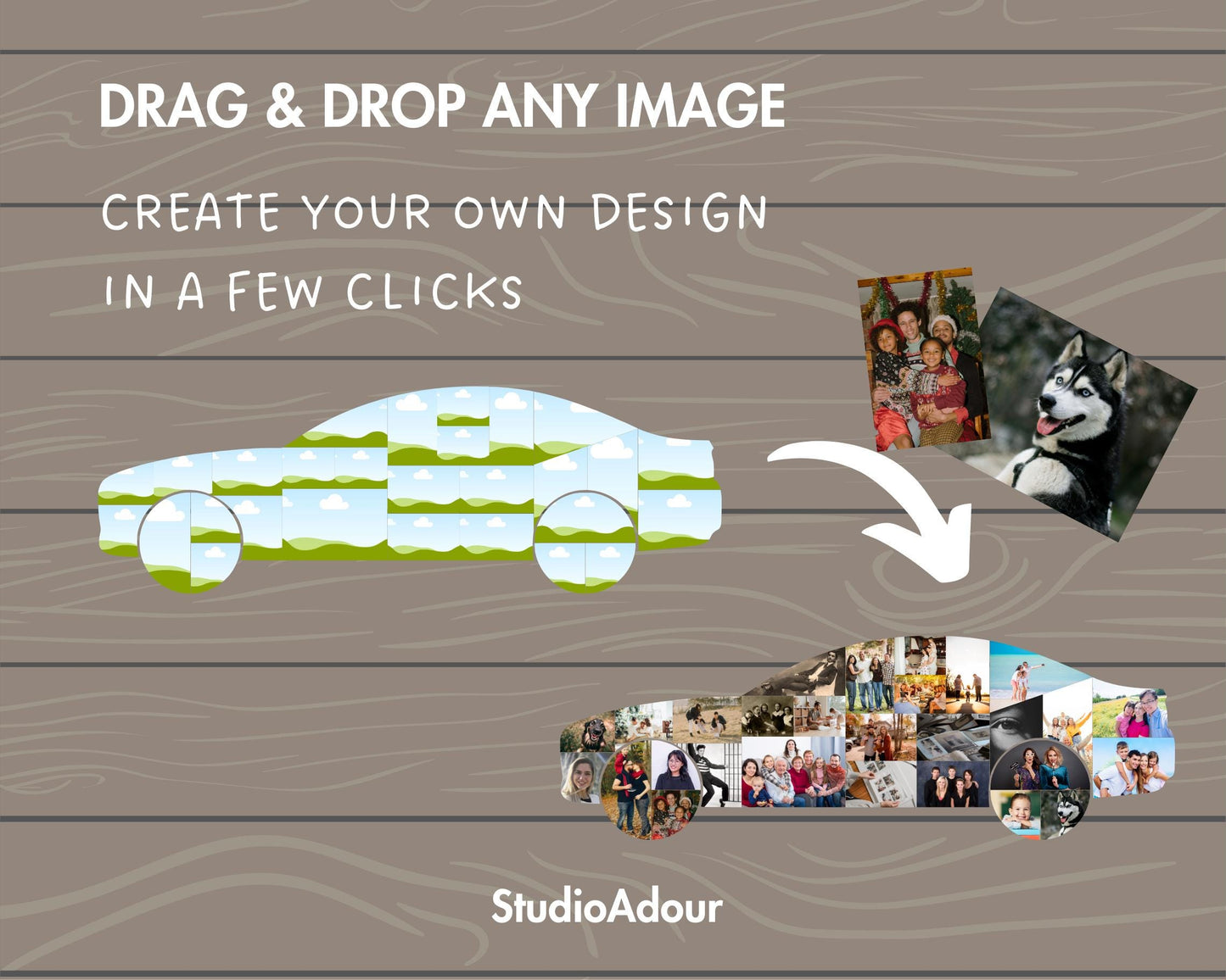 Design Your Own Car Photo Collage in Canva, Editable Collage Canva, Drag and Drop Photo, Car Lover Canva Frame, Family Collage, Driver Gift