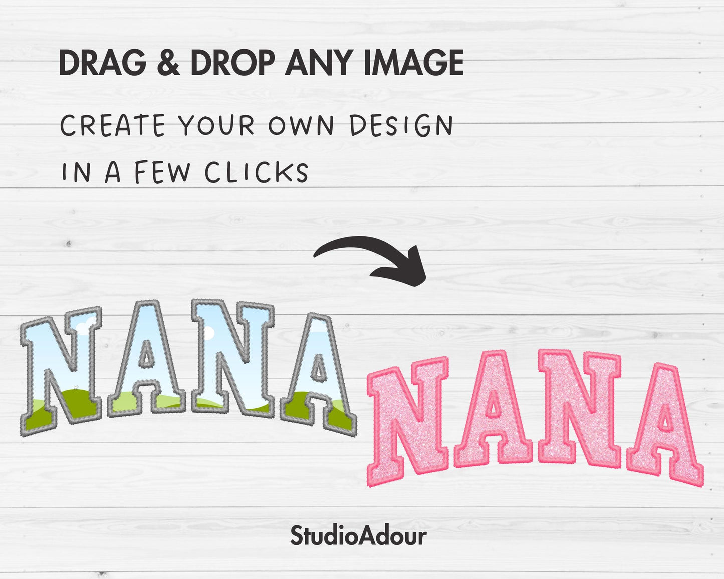Design Your Own Stitch Nana Canva Frame, Faux Embroidery Nana Canva Template, Drag and Drop, Sublimation Design, Nana Varsity, Grandmother