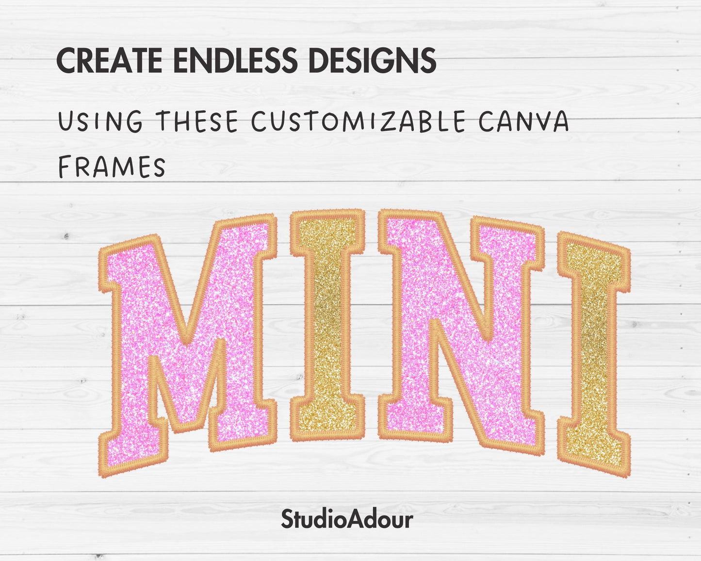 Design Your Own Stitch Mini Canva Frame, Faux Embroidery Mini Canva Template, Drag and Drop, Sublimation Design, Mini Varsity, Mini Shirt