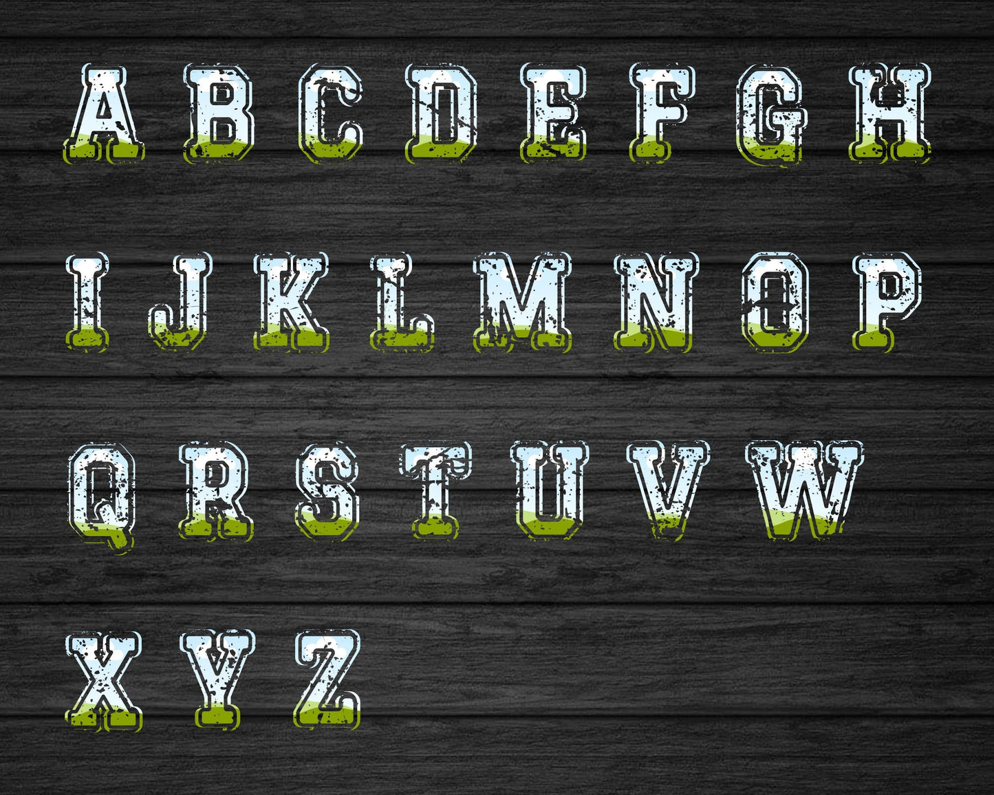 Design Your Own Varsity Distressed Alphabet on Canva, Canva Frames Bundle, Drag and Drop, Editable Sport College Letters Canva Template
