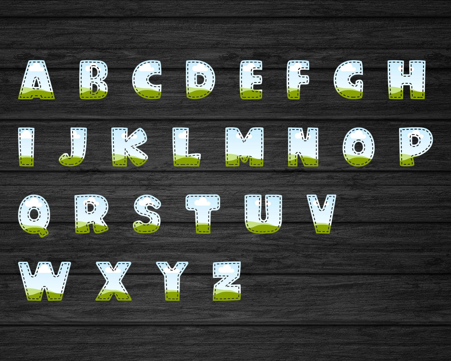 Design Your Own Stiched Letters on Canva, Doodle Letters PNG, Canva Frames Bundle, Editable Canva Letters, Drag and Drop, Digital Stitch