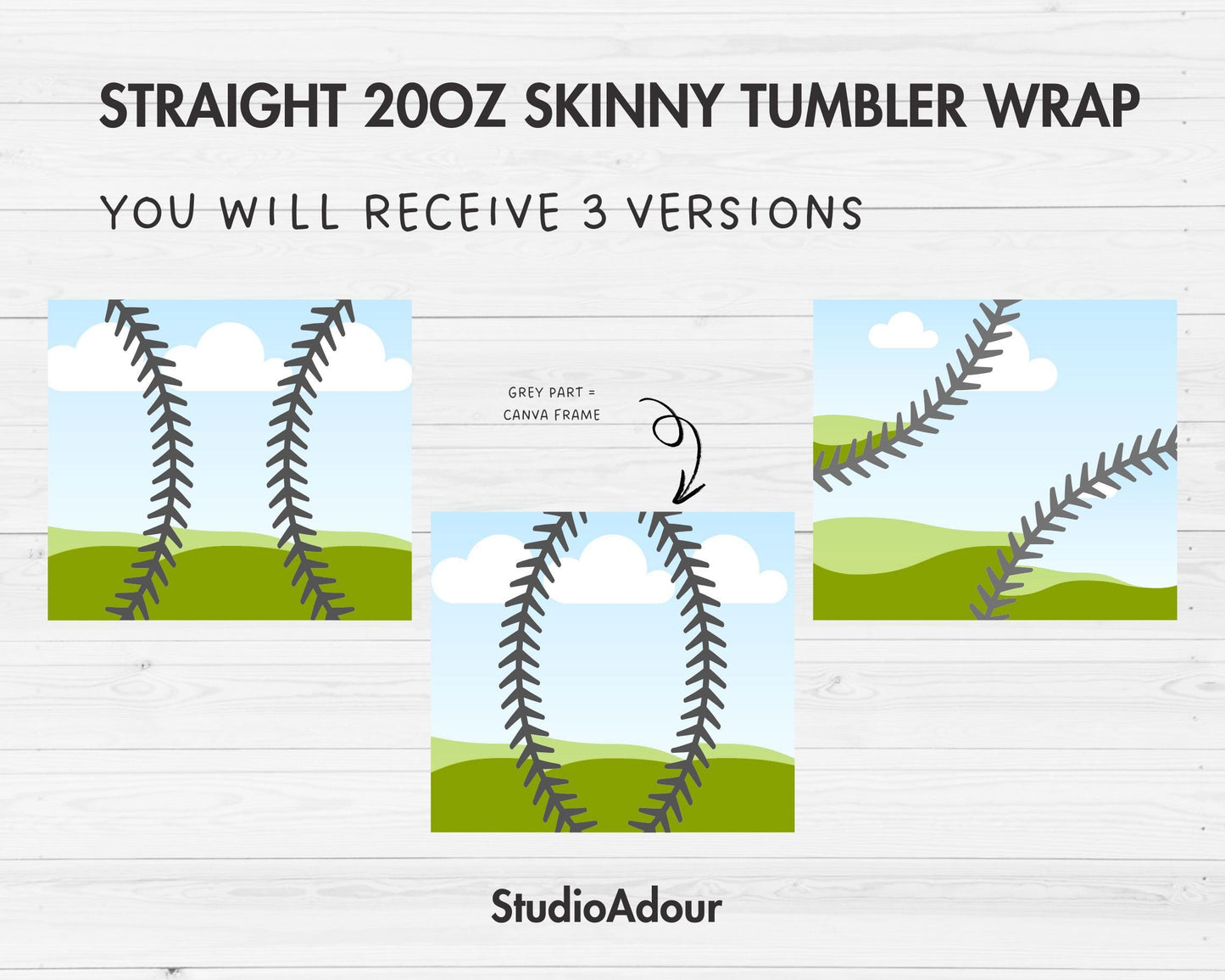 Baseball 20oz Skinny Tumbler Canva Template, Drag and Drop, Editable Sport Tumber Wrap, Baseball Stitches Tumbler Wrap, Sublimation Design,