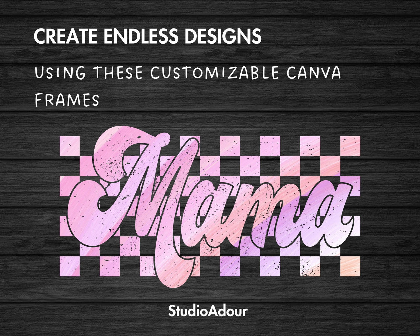 Design Your Own Distressed Checkered Mama Canva Frame, Editable Mama Canva Template, Drag and Drop, Sublimation Design, Grunge Mama Shirt