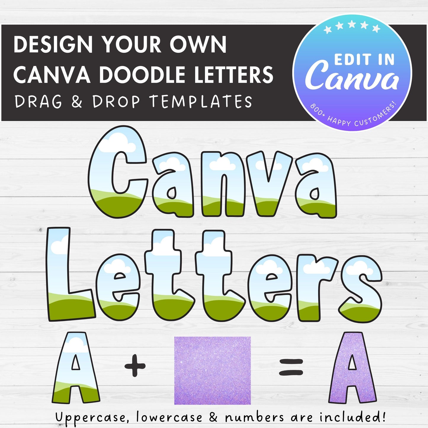 Design Your Own Doodle Letters Canva, Uppercase & Lowercase Alphabet Canva Template, Drag and Drop, Editable Canva, Sublimation Letters PNG