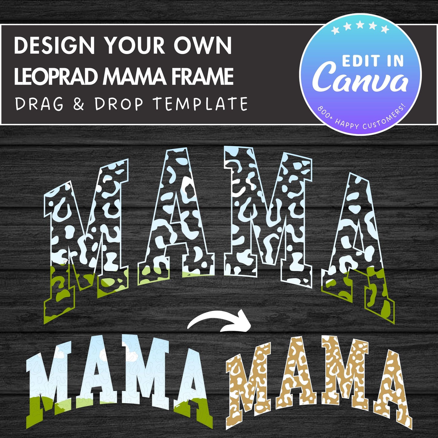 Design Your Own Leopard Mama Canva Frame, Editable Mama Canva Template, Drag and Drop, Sublimation Design, Mother's Day, Mama Varsity,