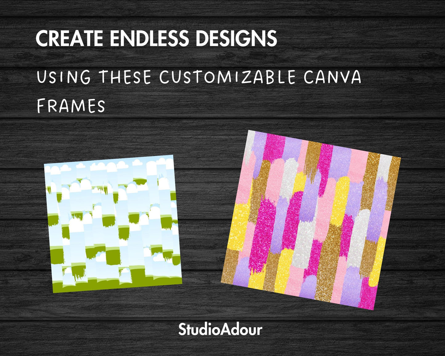 Design Your Own Brushstroke Background Canva Frame, Grunge Canva Template, Drag and Drop Canva Frames Bundle, Editable Messy Paint Canva PNG