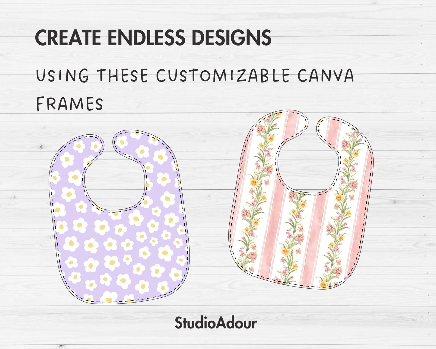 Baby Bib Editable Canva Template, Easy Drag and Drop, Boys & Girls Bib Sublimation Template, Baby Napkin Template, Canva Frames Bundle