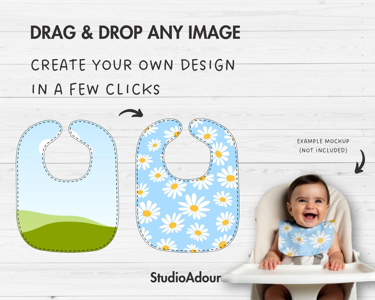 Baby Bib Editable Canva Template, Easy Drag and Drop, Boys & Girls Bib Sublimation Template, Baby Napkin Template, Canva Frames Bundle