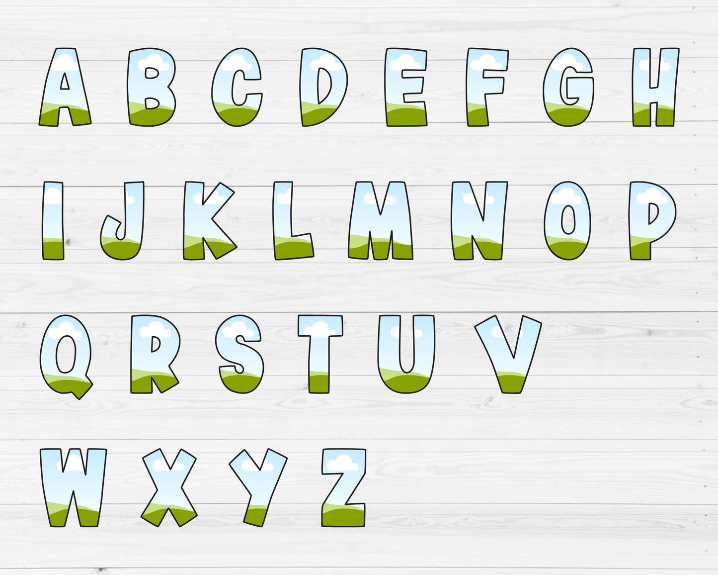 Design Your Own Doodle Letters Canva, Uppercase & Lowercase Alphabet Canva Template, Drag and Drop, Editable Canva, Sublimation Letters PNG